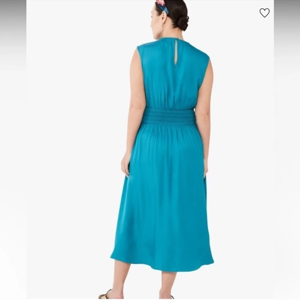 KATE SPADE Silk-blend Twill Smocked-waist Dress In Dark dress size small NWT